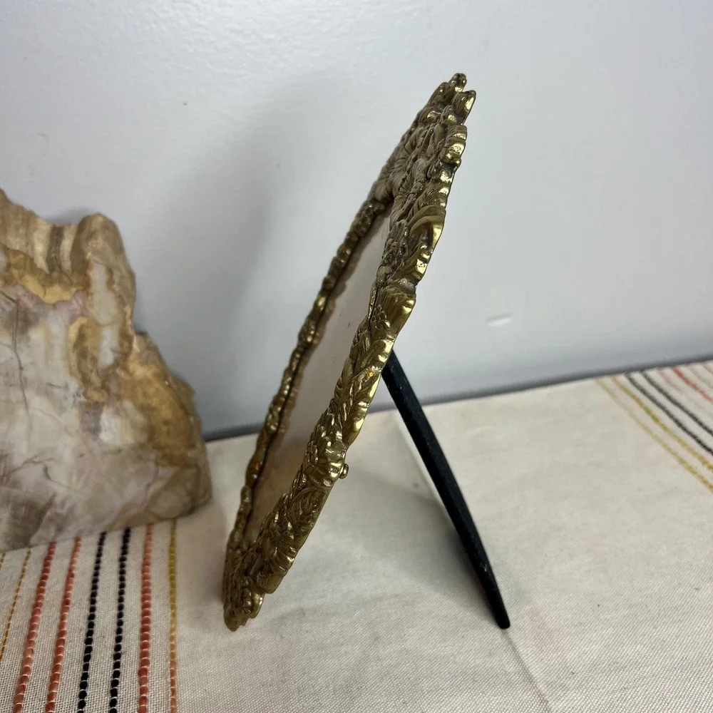 Vintage Brass Oval Picture Frame Victorian Style 9.5